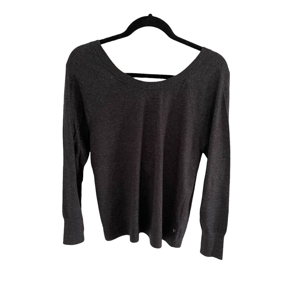 Victoria’s Secret Sport Twist Open Back‎ Sweater Long Sleeve Charcoal Size S NWT